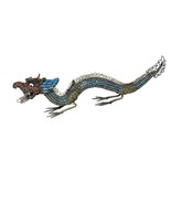 Vintage Asian Filigree Metal Winged Dragon Sculpture Gemstone Inlaid - $3,229.26 MXN