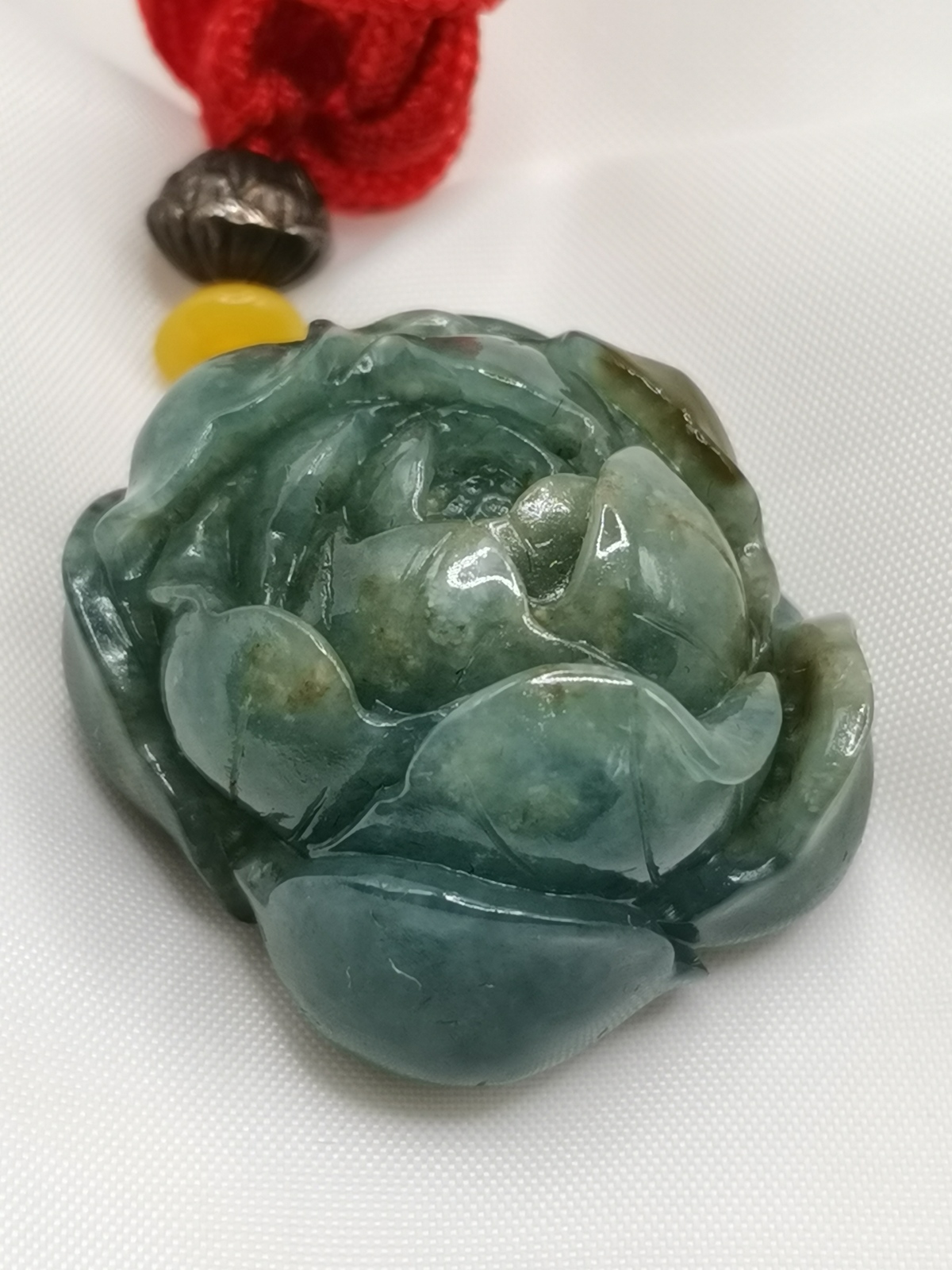 Primary image for Icy Ice Green 100% Natural Burma Jadeite Jade Peony Flower Pendant # 141 carat #