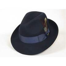 Men Bruno Capelo Fedora Hat Wool 100% Fine Australian Wool Marco MC941 Navy image 3