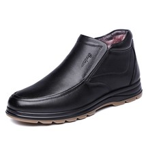 Genuine Leather Ankle Boots cold Winter Men&#39;s Boots Fashion work cotton Boots Ke - £77.78 GBP