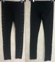 Small Womens Stretch Black Grommet Trim Leggings Miley Cyrus - £10.59 GBP