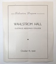 Dedication Program Wahlstrom Hall Gustavus Adolphus College 1948 Minnesota - £16.58 GBP