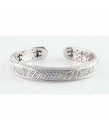 Judith Ripka CZ Sterling Silver Hinged Cuff Bracelet Medium 7in - £156.90 GBP