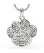 Crystal Paw Print Pendant Necklace White Gold - $14.19