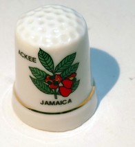 Porcelain Thimble Souvenir Ackee Jamaica Floral - $19.33