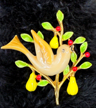 1950s Signed ART Arthur Pepper Partridge in a Pear Tree Signed Book pc Brooch - £77.61 GBP