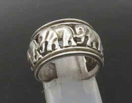 925 Sterling Silver - Vintage Elephants Animal Motif Band Ring Sz 6 - RG22708 - £25.86 GBP