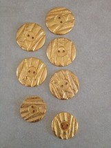 Lot of 7 Vintage 80s 90s Textured Bright  Brass Two Hole Buttons 2.75cm ... - $13.99