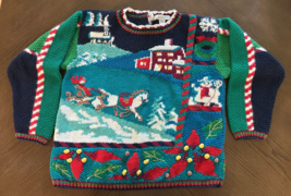 Teacher/Ugly Christmas Sweater Claudia S Vintage 1991 Oversized Crochet ... - $25.12