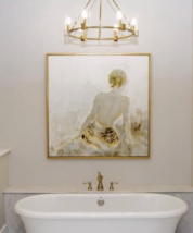 50" Female Figure Wall Art Nude Spa Z Gallerie Gold Frame Feminine Painting - £409.38 GBP
