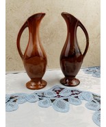 Dryden Pottery Handmade Brown Drip Glazed Ewer Pitcher Pair 7-1/2&quot; - £26.29 GBP