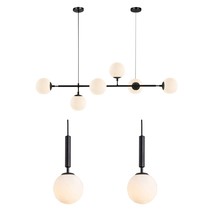 Lighting Mid Century Modern Chandelier Black Linear Sputnik Pendant Light Contem - £380.28 GBP