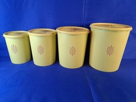 Vintage Yellow Tupperware Servalier Canisters Set of 4W/ Lids 809-5 - £51.85 GBP