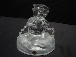 Snowman lead crystal Cristal d&#39;Arques toys frosted base table decoration... - $14.99