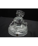 Snowman lead crystal Cristal d&#39;Arques toys frosted base table decoration... - $281.97 MXN