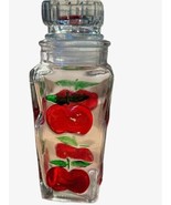 Clear Glass Decanter with Red  3D Apples 10.25&quot; Locking Lid W/ Seal Vintage - €9,15 EUR