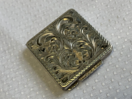 Antique 800 Silver 19th Century Poison Pillbox Mini Compact Italy Ornate Etched - £136.68 GBP