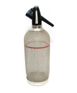 Vintage Large Seltzer Glass Bottle Release Pump Metal Mesh Syphon Spritz... - £19.76 GBP