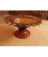 TASTE OF HOME AMBER FLUTED PEDESTAL SERVING DISH-TAG STILL ON-BUBBLES IN... - $31.87 CAD