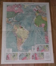 1940 Vintage Wwii Map Of Atlantic Oc EAN Ship Routes America Europe Africa - £23.11 GBP