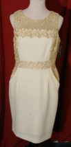 Isabella Demarco Womens 8 Ivory Gold Lace Bride Rehersal Dinner Dress Sl... - £32.82 GBP