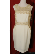 Isabella Demarco Womens 8 Ivory Gold Lace Bride Rehersal Dinner Dress Sl... - €36,32 EUR