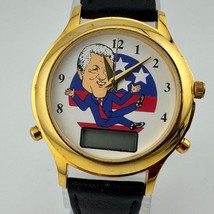 Prez Bill ClintonAnalog Digital Quartz Watch Men Gold Tone Leather ~Part... - €20,32 EUR