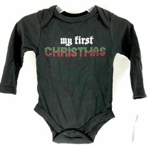 Baby Glam Christmas Bodysuit Size 9 Months My First Christmas Black Creeper NWT - £6.11 GBP