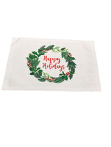 Christmas Holly Berry Fabric Placemat Reusable Polyester 12&quot;x18&quot; - $5.82