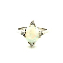Opal and Diamond 14K White Gold Ring - £527.77 GBP