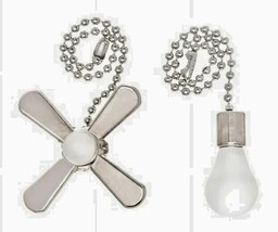 Fan and Light Bulb Pull Chains Controls 7-in Satin Nickel Finish Silver NEW - $16.97