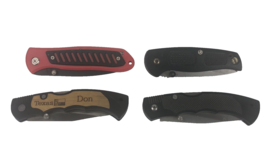 Lot of 4 Pocket Knives Single Blade Lock Blade Firefighter Maxam Texas Belt Clip - $17.10