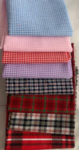 Quilt Cotton Gingham &amp; Plaid Fat Quarter Fabric set #388 - £9.98 GBP