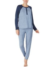 DKNY Womens Henley Top &amp; Jogger Bottoms Pajama Set Color Chambray Size XL - £52.22 GBP