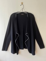 J. McLaughlin Sz L Black Gray Cardigan Sweater Open Cascade Soft Knit - €29,32 EUR