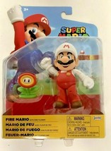 New Jakks 86739 World Of Nintendo 4-Inch Mario With Fire Flower Mini-Figure - £16.54 GBP