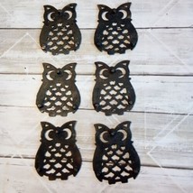 Vintage Owl Shape Cast Iron Trivets Set of 6 Made in Taiwan - $9.89