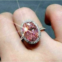 Bague de fiançailles en diamant rose taille ovale de 3,00 ct avec finition... - £106.45 GBP