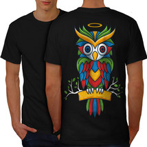 Bright Colorful Owl Shirt Nature Bird Men T-shirt Back - $12.99