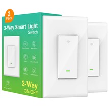 Ghome Smart Switch, 3 Way Light Wi-Fi Switch Compatible With Alexa, Pack),White - £29.89 GBP