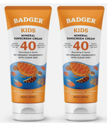 5/2028 2x Badger Kids Mineral Sunscreen Cream SPF 40, 98% Organic Ingred... - $510.15 MXN