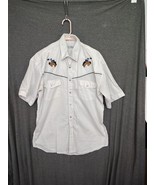 Western Club Shirt Women&#39;s M Pearl Snap White Embroidered - $21.09