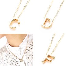 Women Gold DIY Capital Letter Name Alphabet Initial Link Chain Pendant Necklace - £3.92 GBP