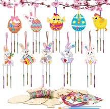 Easter Wind Chime Kit 10 Pack for Kids Make You Own Bunny Egg Wind Chimes DIY Co - £22.69 GBP