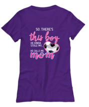 Soccer Mom T Shirt There&#39;s This Boy - Soccer Purple-W-Tee - £16.74 GBP