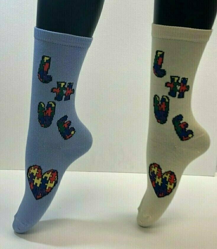2 PAIRS Foozys Women&#39;s Socks AUTISM Awareness, Love, Heart, NEW - $8.99