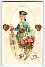 Valentines Day Postcard Victorian Oval Image Hearts Nash Embossed Series V-49 - $12.83