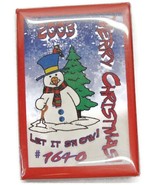 Vintage &quot;Merry Christmas Let It Snow!&quot; Button Pin Snowman #1640 - £15.68 GBP