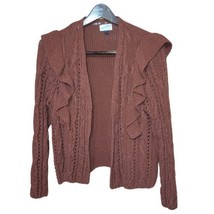 Universal Thread Womens size L Open Front Cardigan Sweater Ruffle Burnt ... - £12.81 GBP