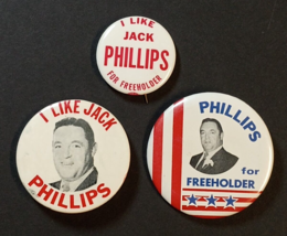 John A. Phillips NJ Freeholder Mayor Political Campaign Button Pin Lot c... - £15.39 GBP